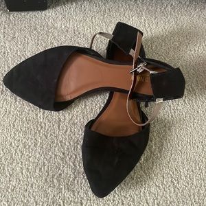 Black suede ballet flats